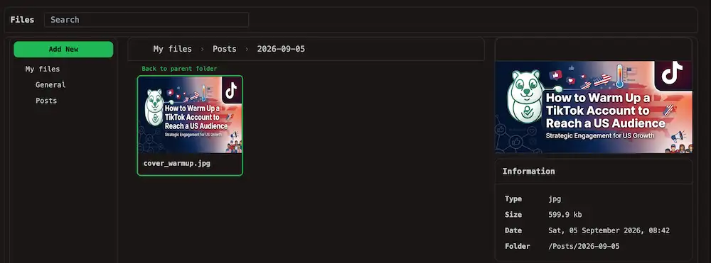 Open RedPanda Media Tab on the Left Sidebar